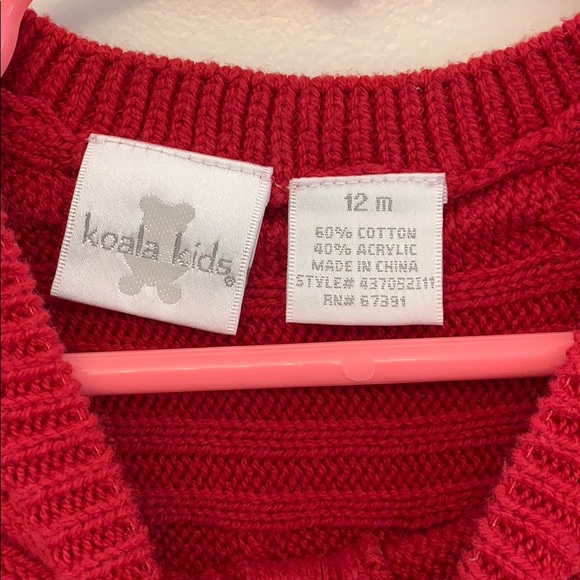 KOALA KIDS Baby Girl Red Knit Short Sleeve Dress Size 12M EUC - Picture 3 of 4